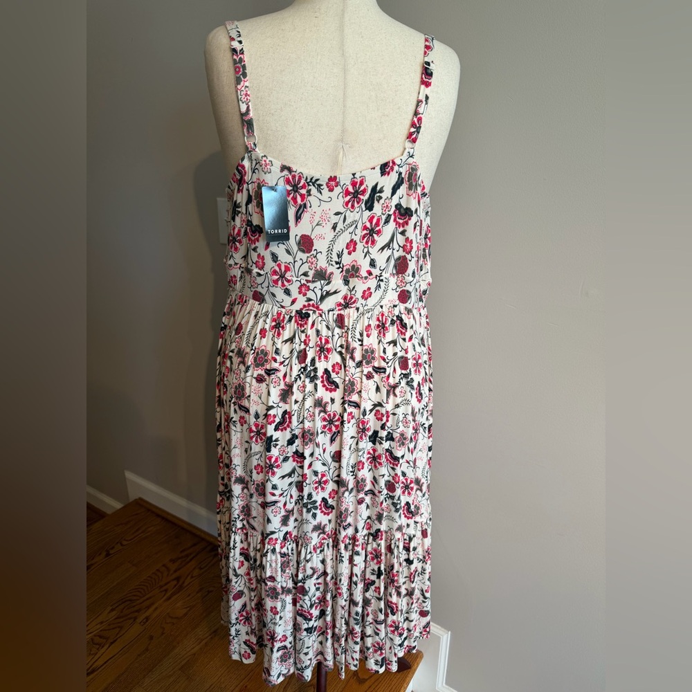 NWT Torrid Supersoft Floral Ivory Tie Front Midi Dress -Torrid Size 3 (22-24,3X) - Picture 8 of 16